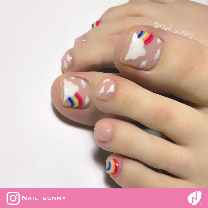 Rainbow and Cloud Toenails